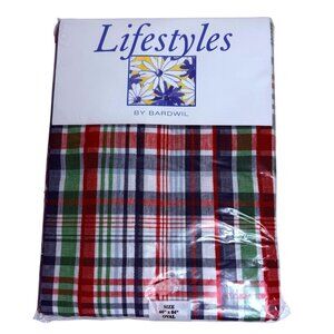 Bardwil Oval Tablecloth Vintage Plaid 60" X 84" Nantucket  Kitchen Table